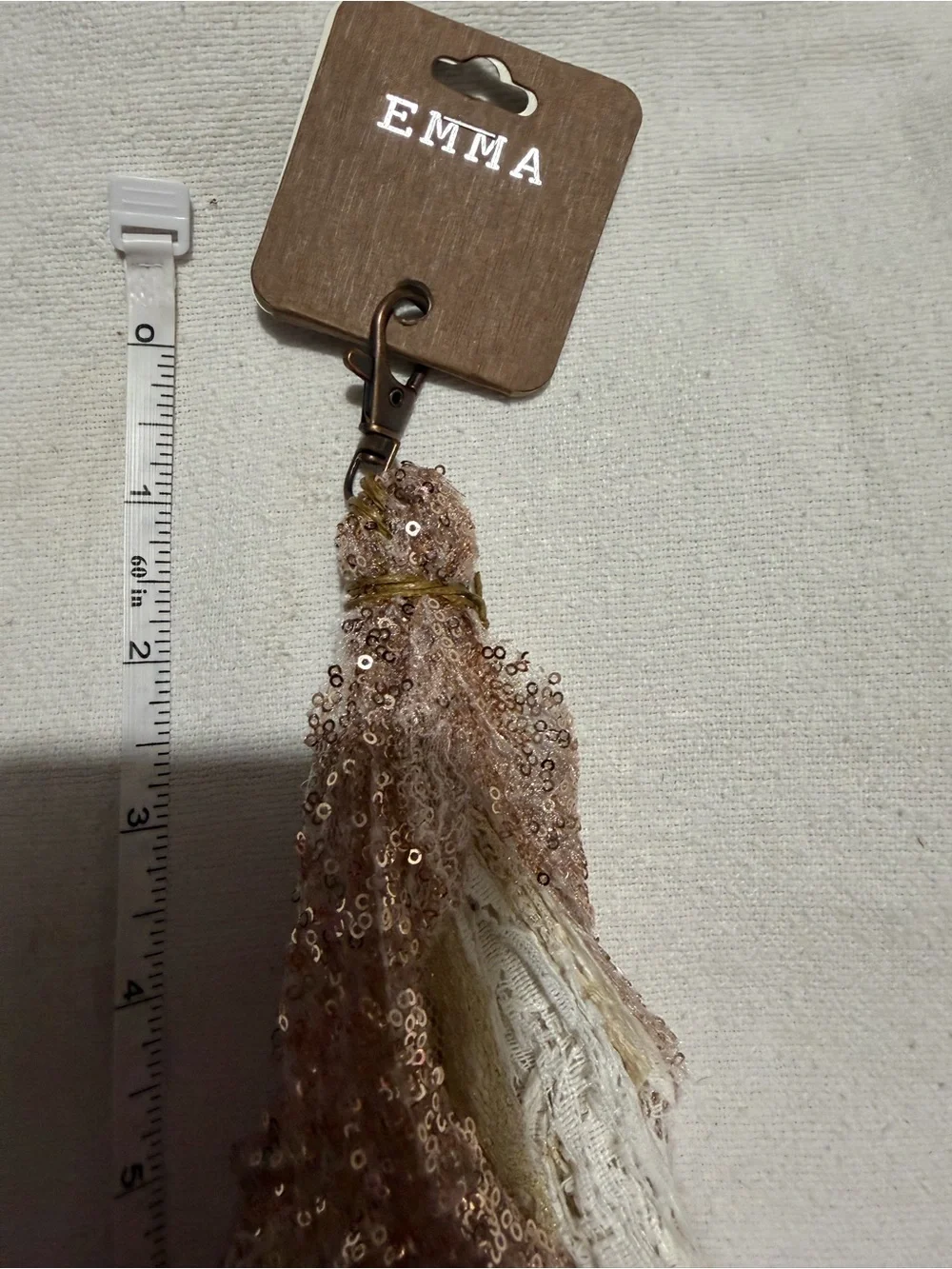 Beige & Cream Lace Tassel Keychain - Women's Accessory